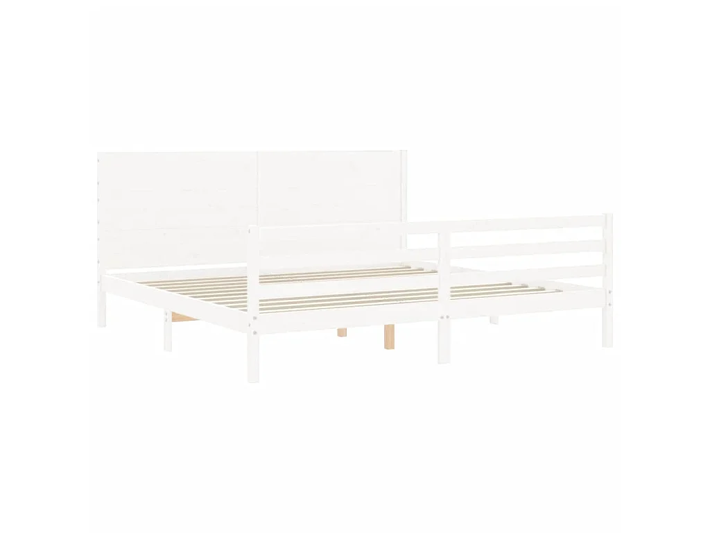 Lit-200x200 cm avec tête de lit blanc bois massif EGGB68068