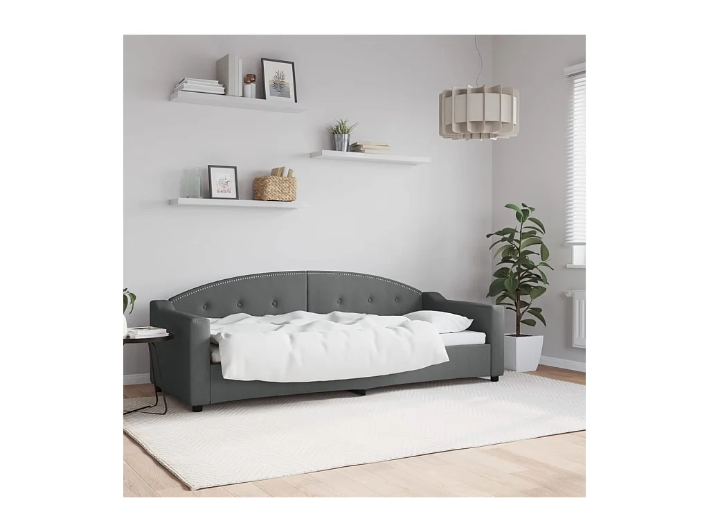Lit-80x200 cm de repos gris foncé tissu EGGB59892