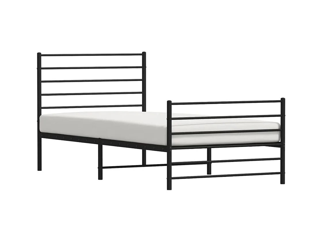 Cama 90x200 cm con cabecero y estribo metal negro ES20485