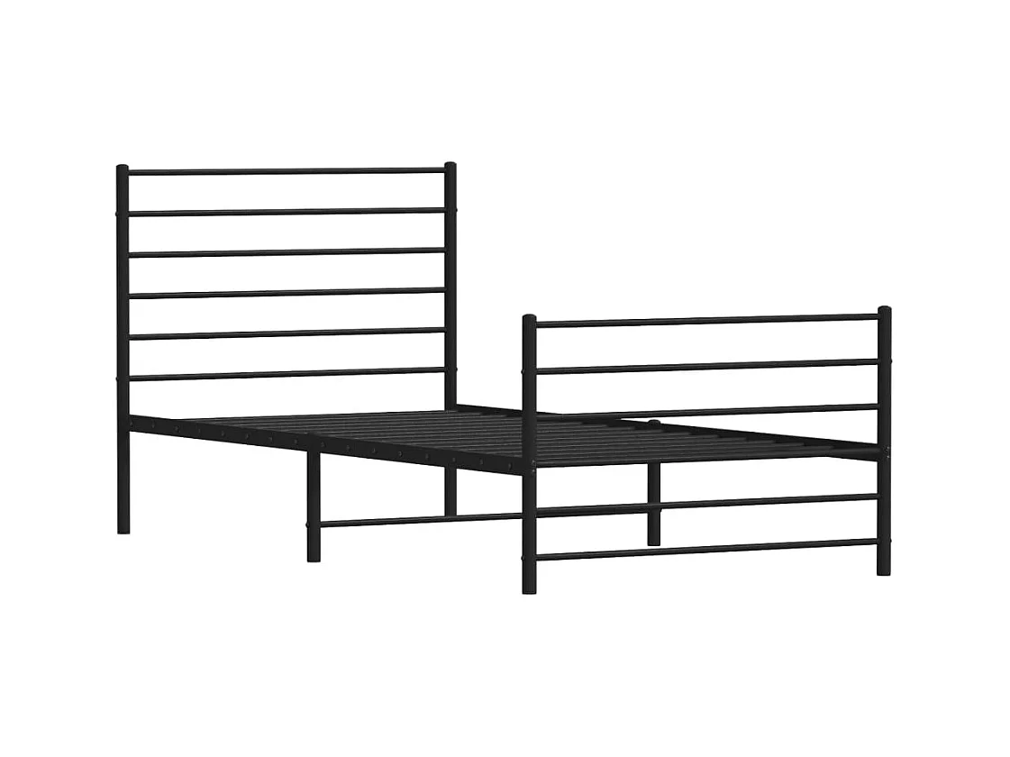 Cama 90x200 cm con cabecero y estribo metal negro ES20485