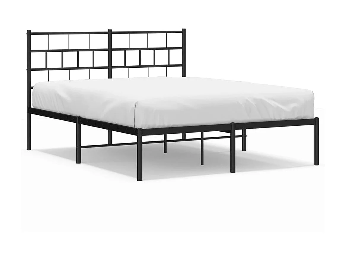 Lit-140x200 cm métal avec tête de lit noir EGGB50427