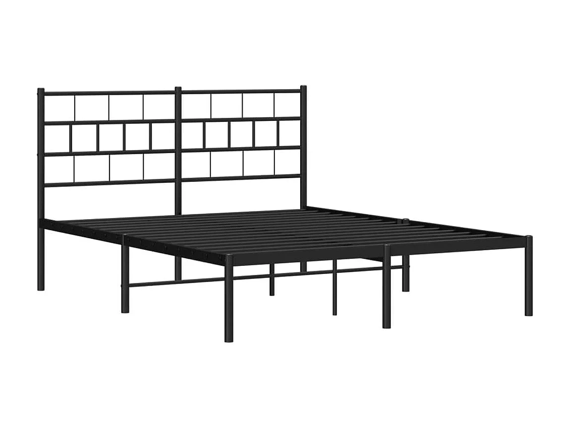 Lit-140x200 cm métal avec tête de lit noir EGGB50427