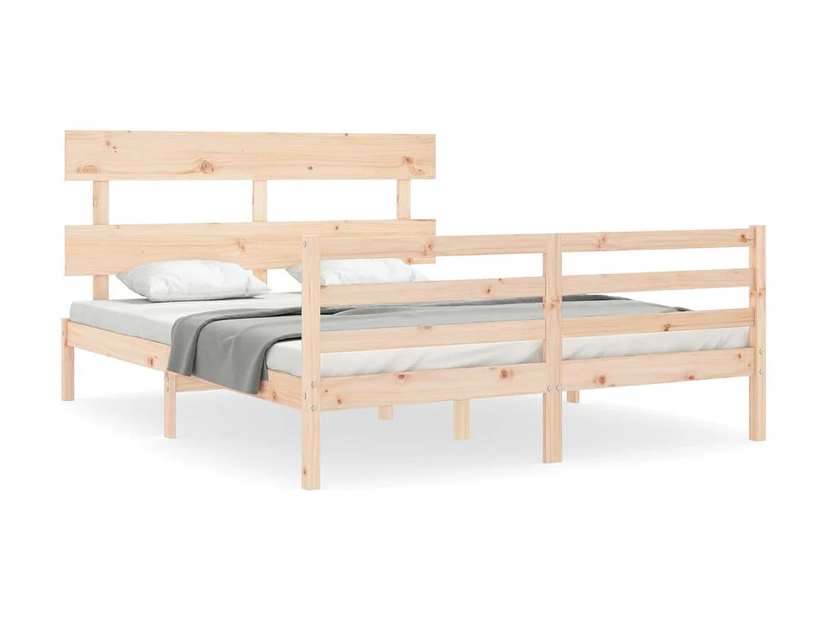 Lit-150x200 cm avec tête de lit King Size bois massif EGGB10175