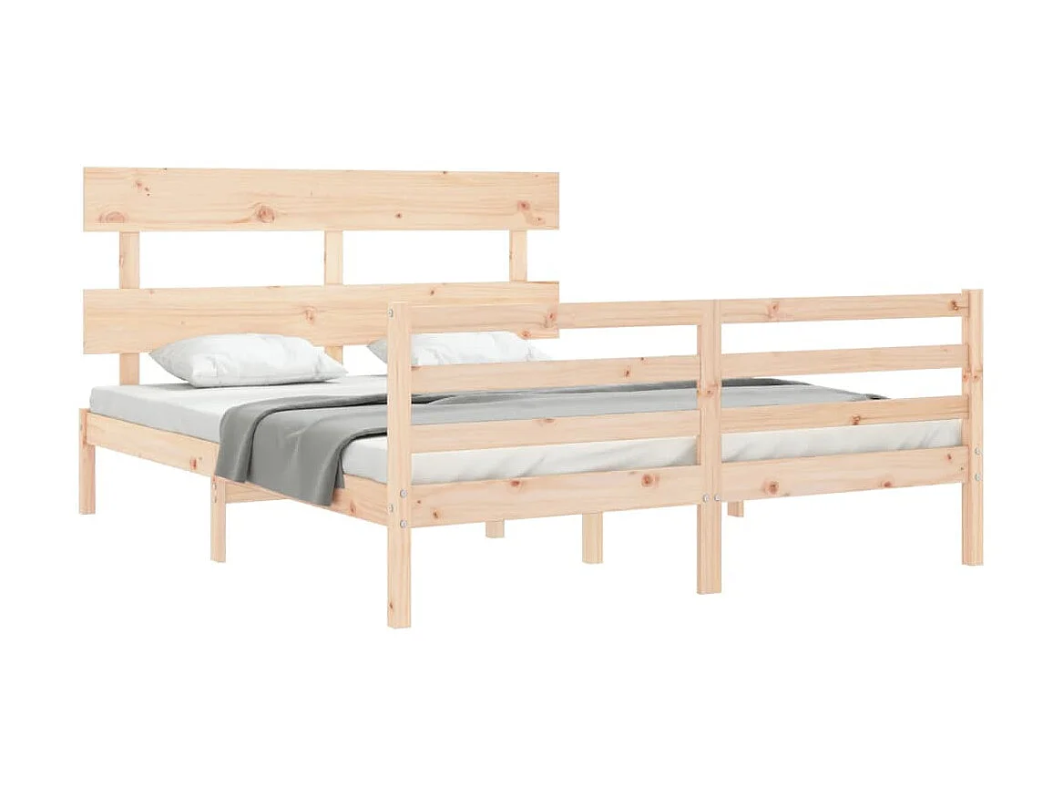 Lit-150x200 cm avec tête de lit King Size bois massif EGGB10175