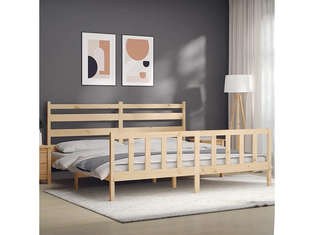 Lit-200x200 cm avec tête de lit bois massif EGGB36754