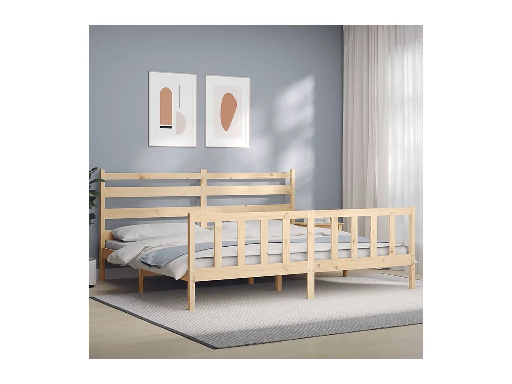 Lit-200x200 cm avec tête de lit bois massif EGGB36754