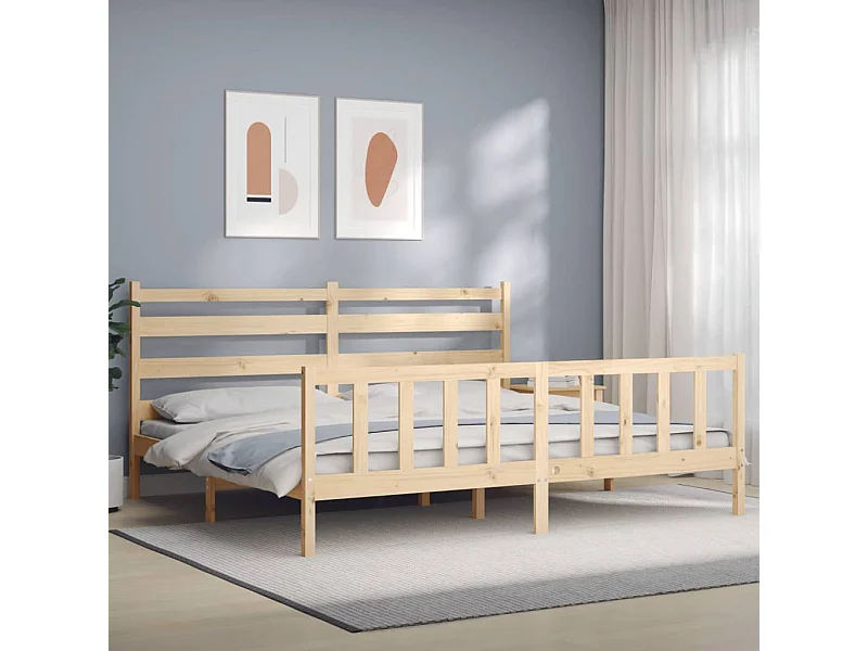 Cama com cabeceira 200x200 cm madeira maciça PT609903