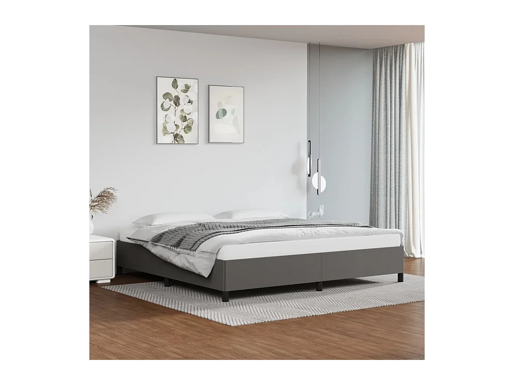 Lit-200x200 cm Gris Similicuir EGGB45240