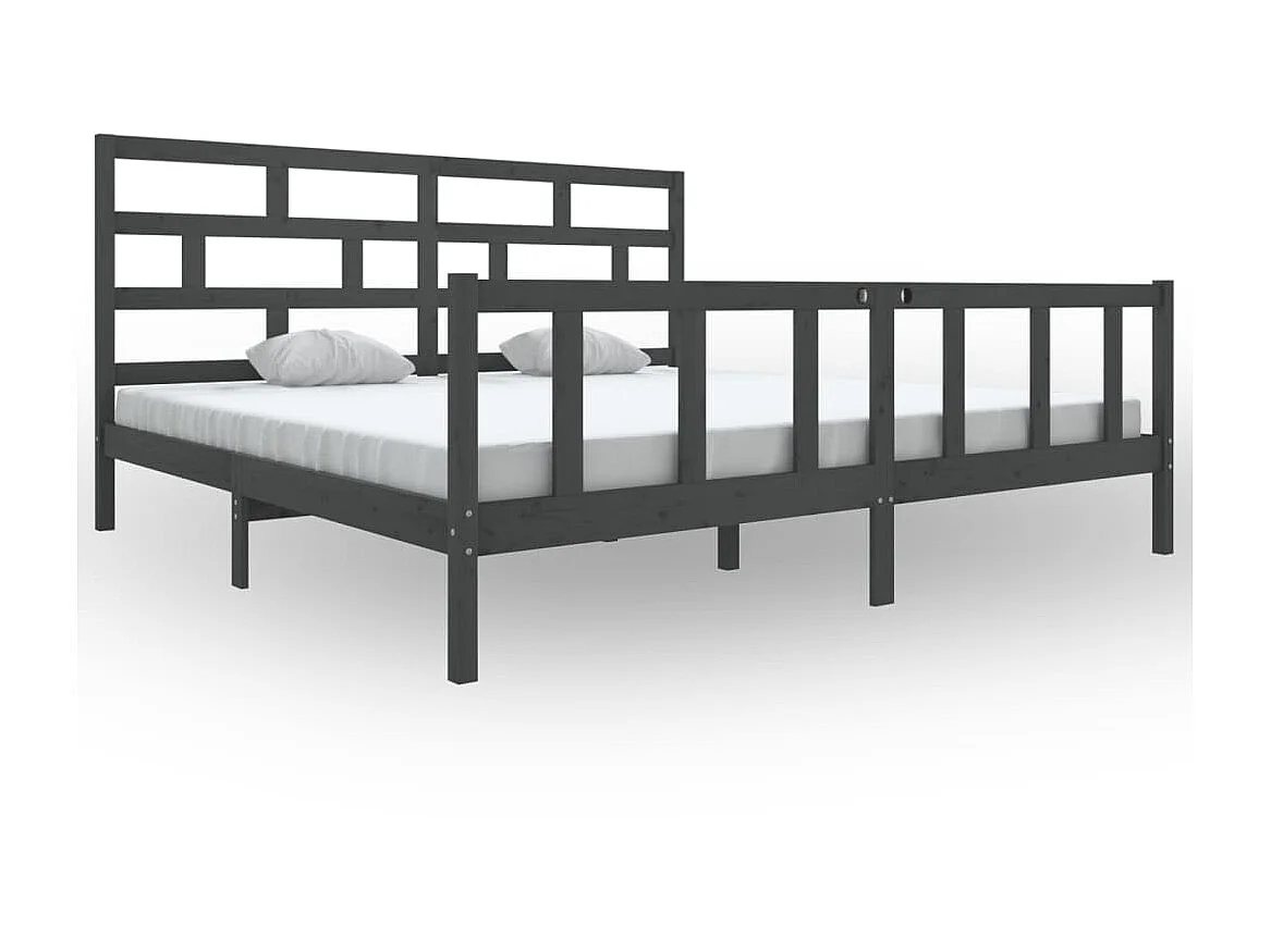 Lit-200x200 cm Gris Bois de pin massif EGGB62379