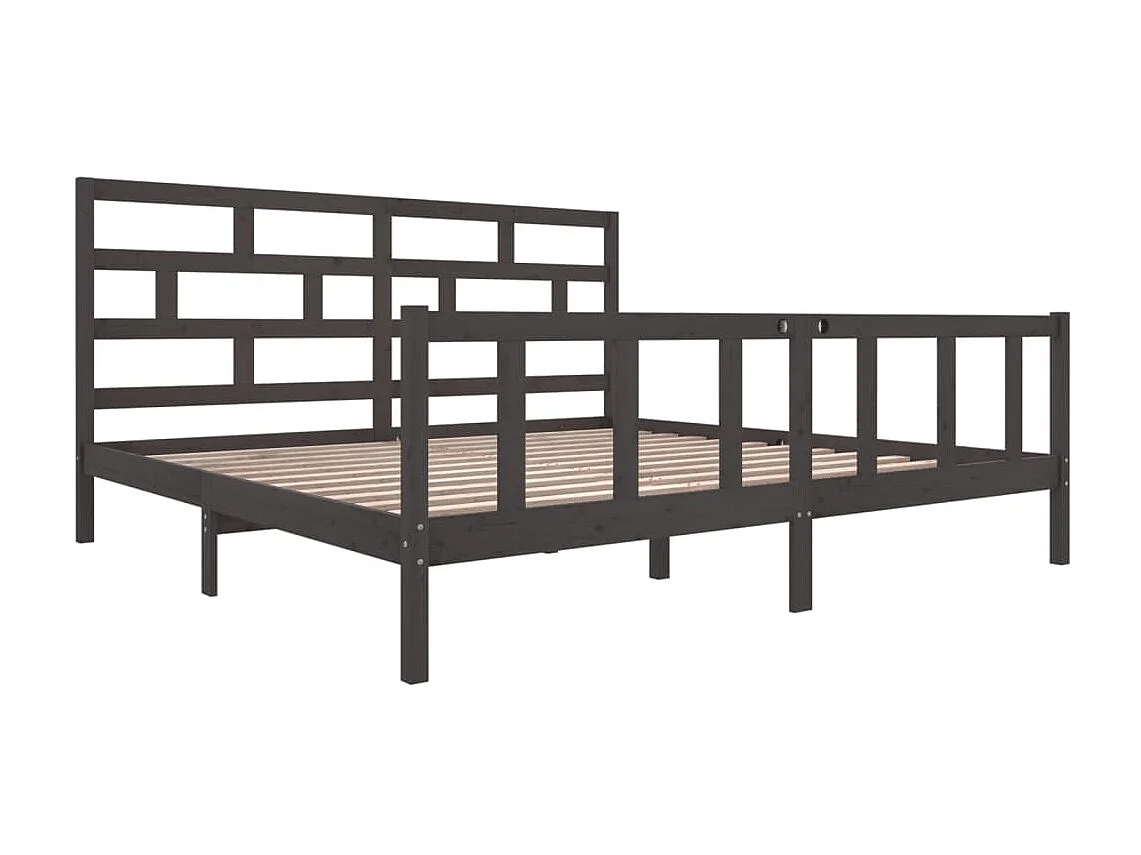 Lit-200x200 cm Gris Bois de pin massif EGGB62379