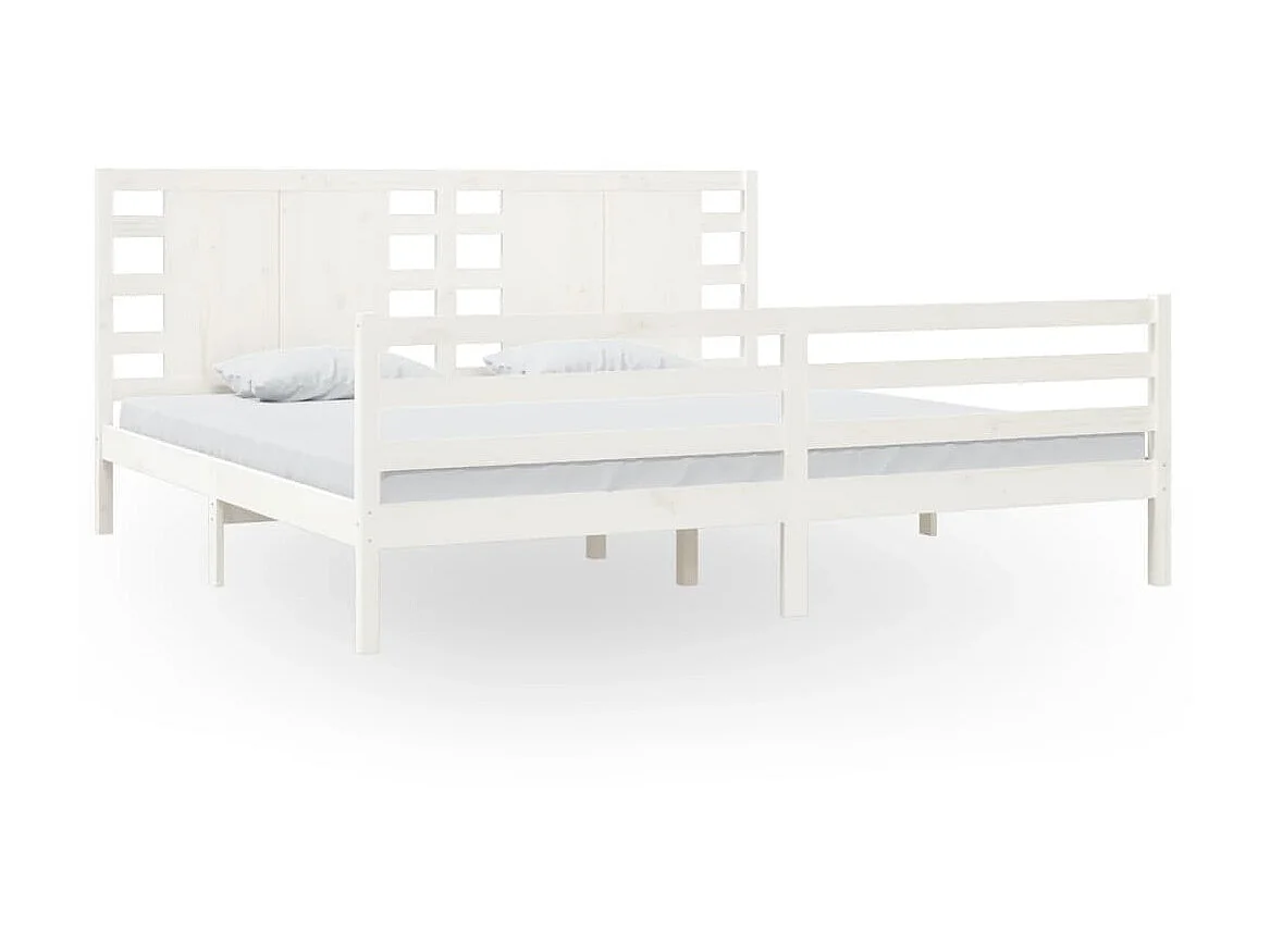Cama 200x200 cm madeira de pinho maciça branco PT400202