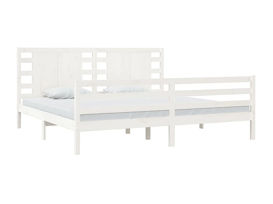 Cama 200x200 cm madeira de pinho maciça branco PT400202