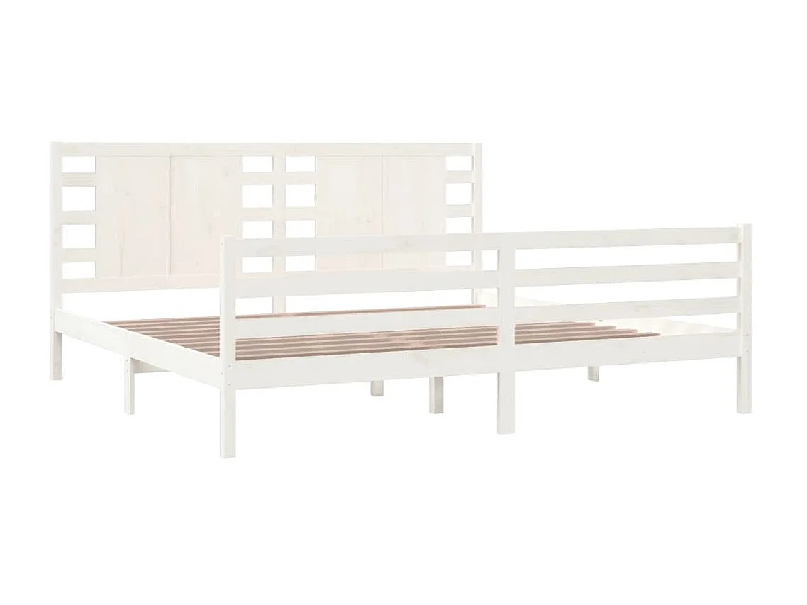Cama 200x200 cm madeira de pinho maciça branco PT400202