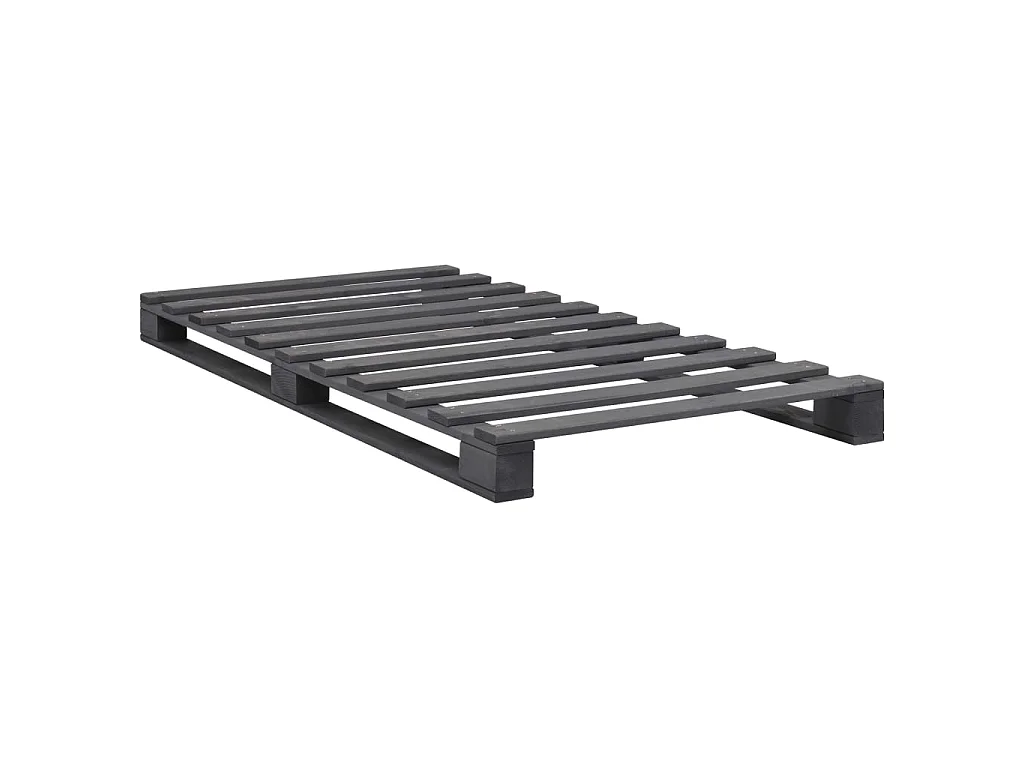 Cama em paletes pinho maciço 90x200 cm cinzento PT383079