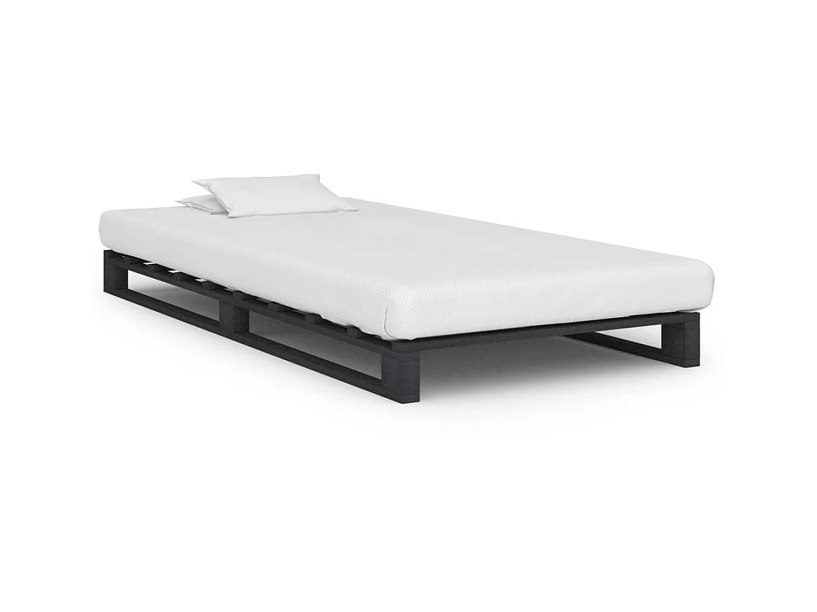 Lit-90x200 cm de palette Gris Bois de pin massif EGGB27050