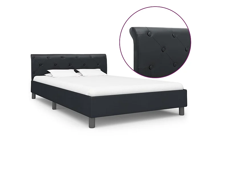 Lit-140x200 cm Noir Similicuir EGGB61410