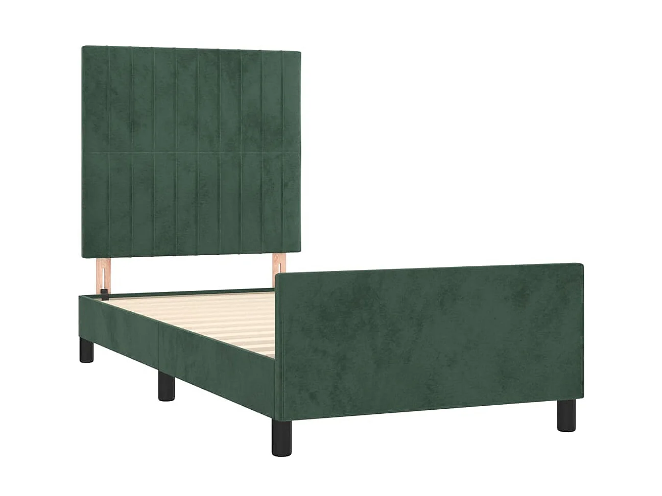 Cama 100x200 cm con cabecero terciopelo verde oscuro ES28271