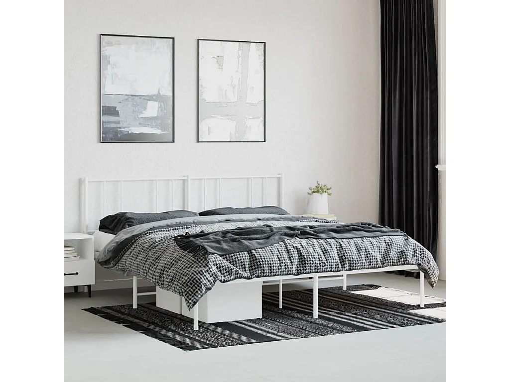 Cama com cabeceira 200x200 cm metal branco PT318308