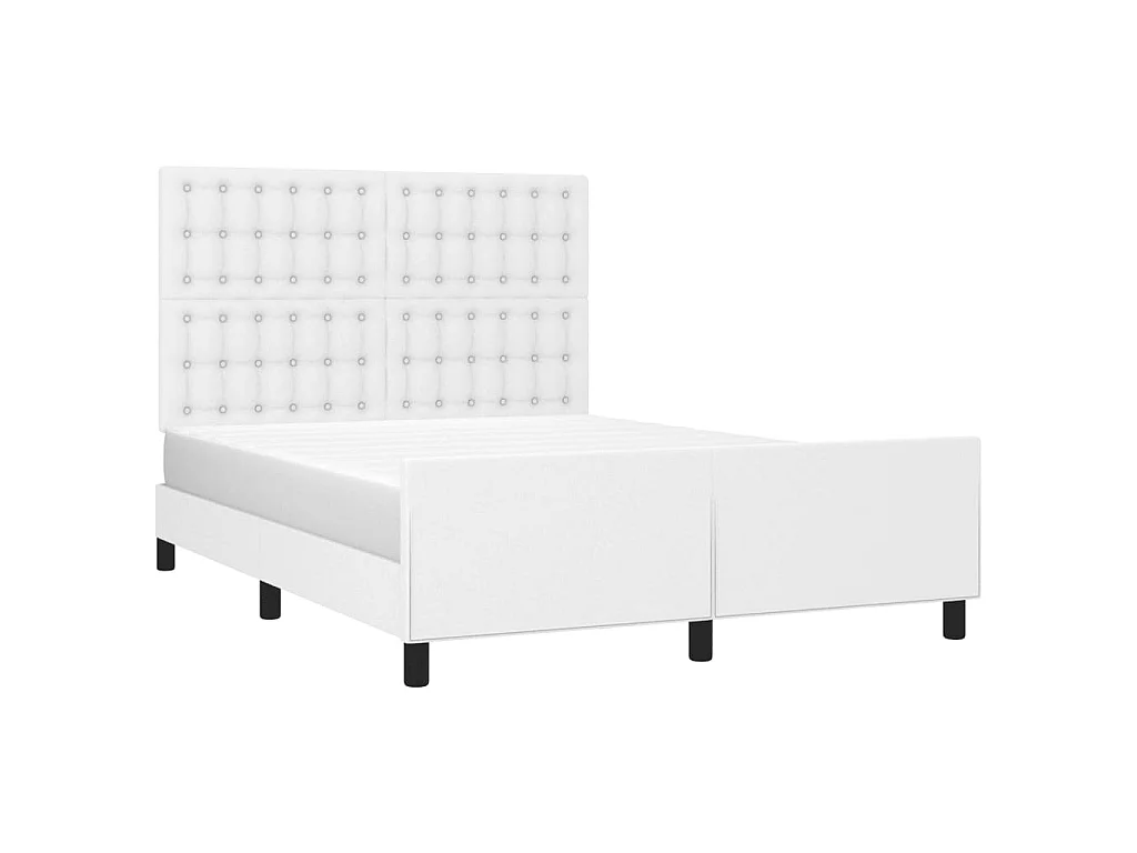 Lit-140x190 cm avec tête de lit Blanc Similicuir EGGB70540