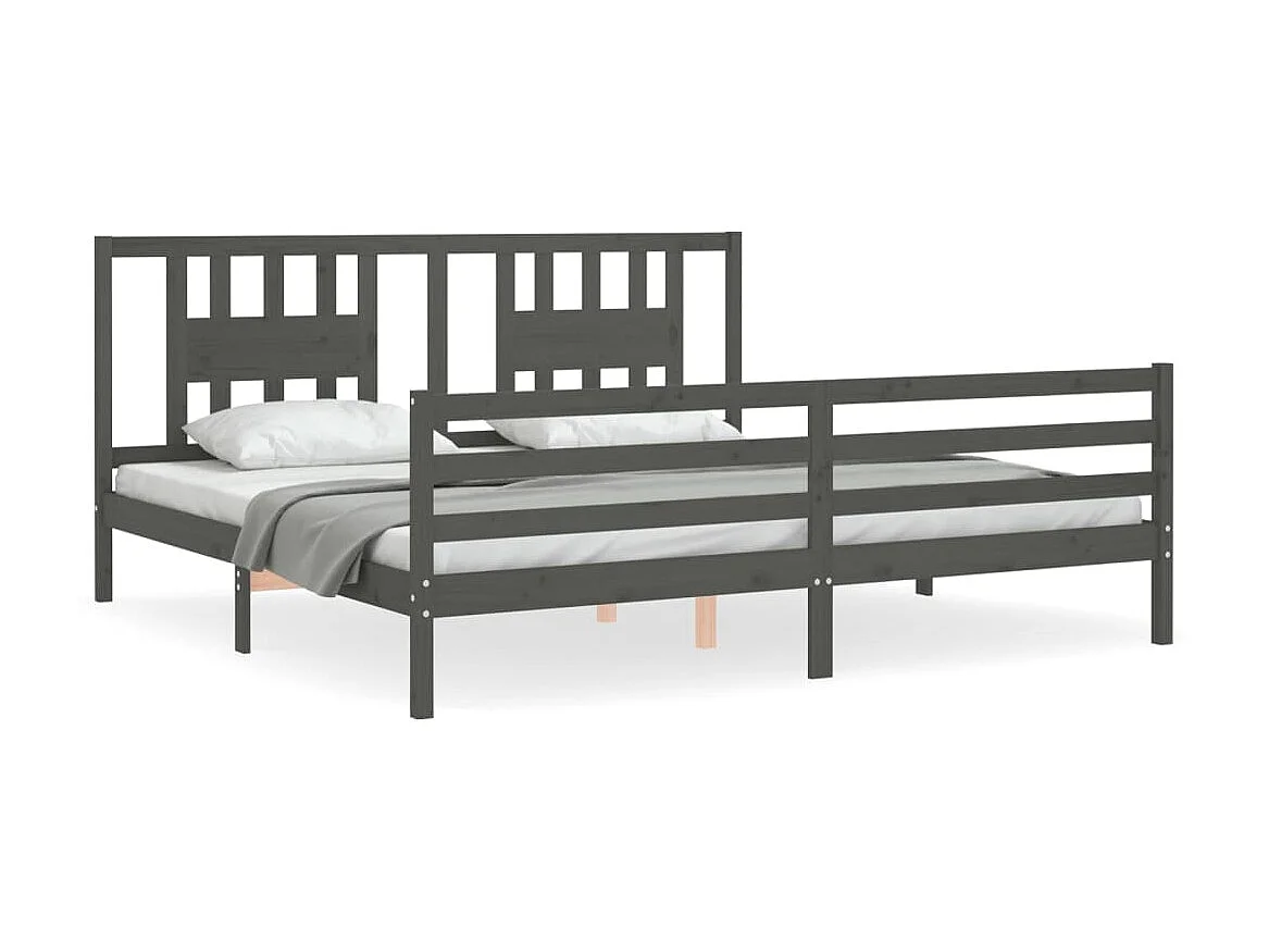 Bedframe met hoofdbord massief hout grijs 200x200 cm NL57199