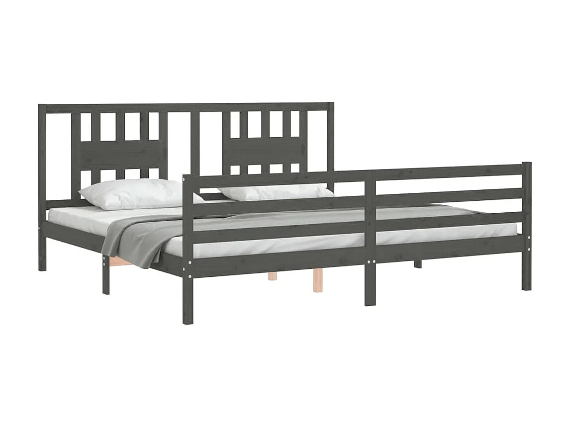 Bedframe met hoofdbord massief hout grijs 200x200 cm NL57199