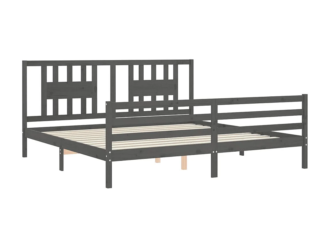 Bedframe met hoofdbord massief hout grijs 200x200 cm NL57199