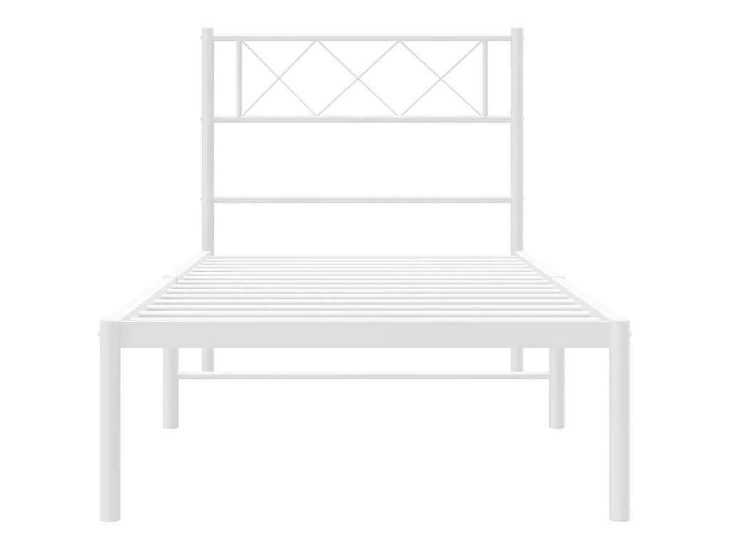 Lit-107x203 cm métal avec tête de lit blanc EGGB38300