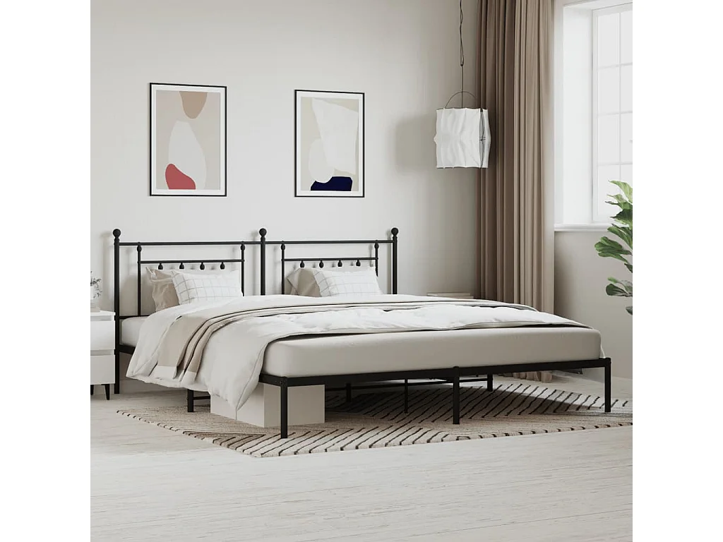Cama com cabeceira 200x200 cm metal preto PT739377