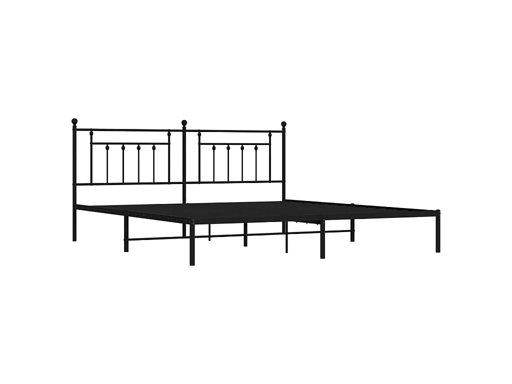 Cama com cabeceira 200x200 cm metal preto PT739377