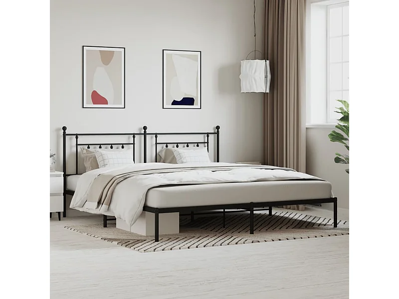 Bedframe met hoofdbord metaal zwart 200x200 cm NL85785