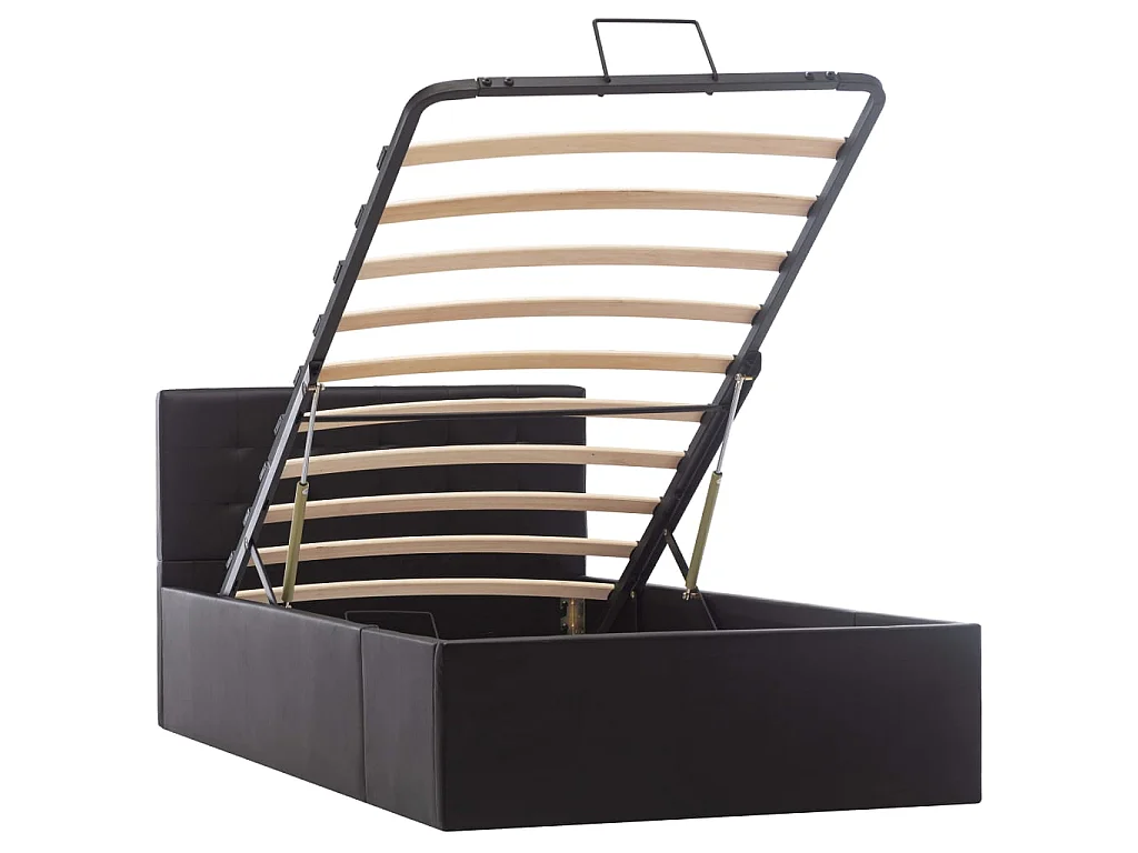 Lit-90x200 cm à rangement hydraulique Noir Similicuir EGGB68575