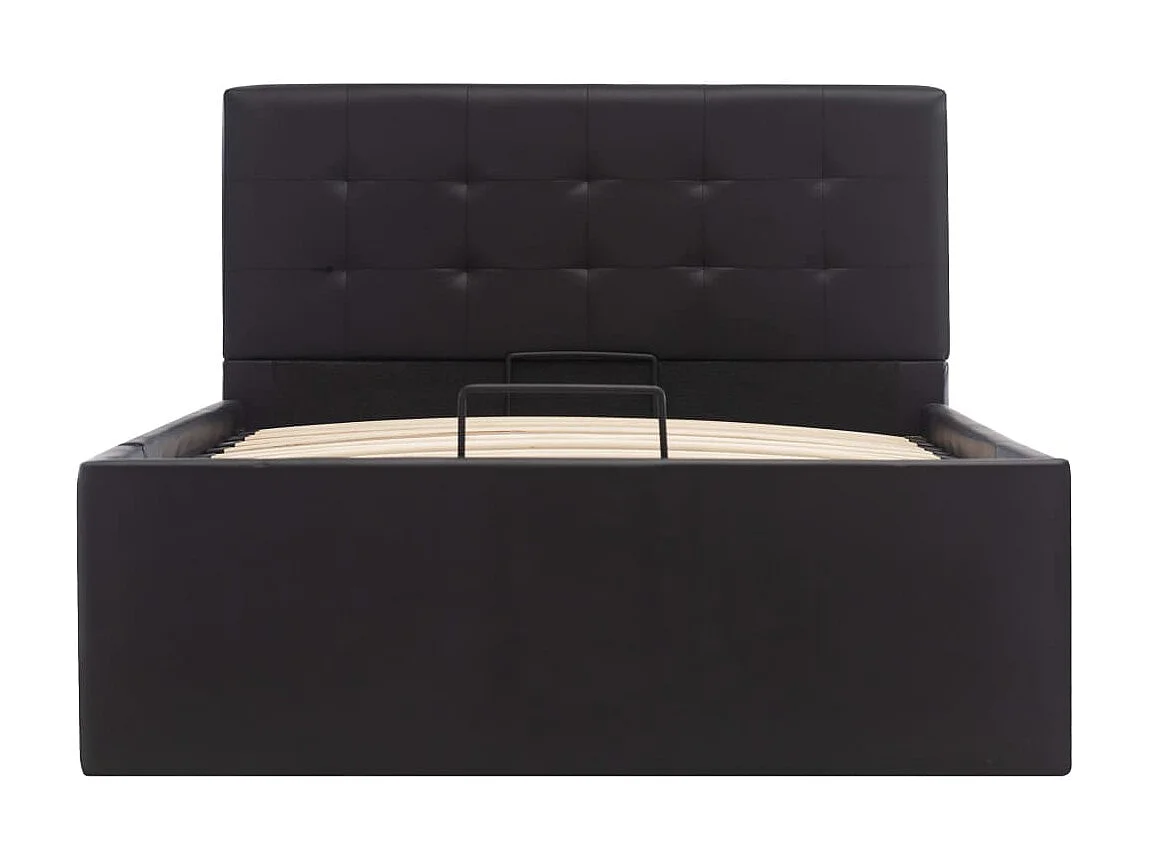 Lit-90x200 cm à rangement hydraulique Noir Similicuir EGGB68575