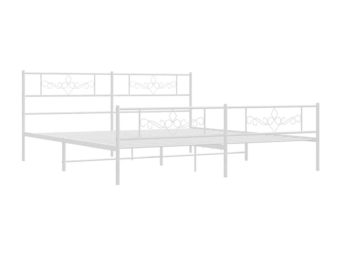 Cama com cabeceira e pés 193x203 cm metal branco PT458044