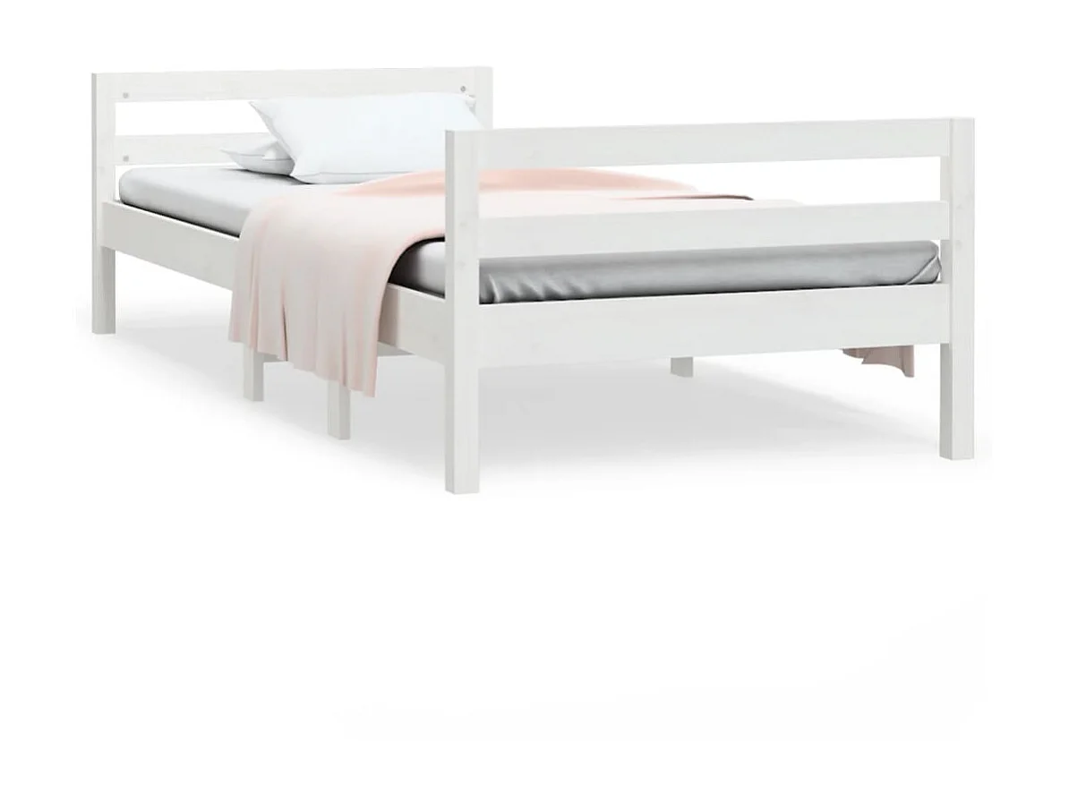 Lit-90x190 cm Blanc Bois de pin massif EGGB42618