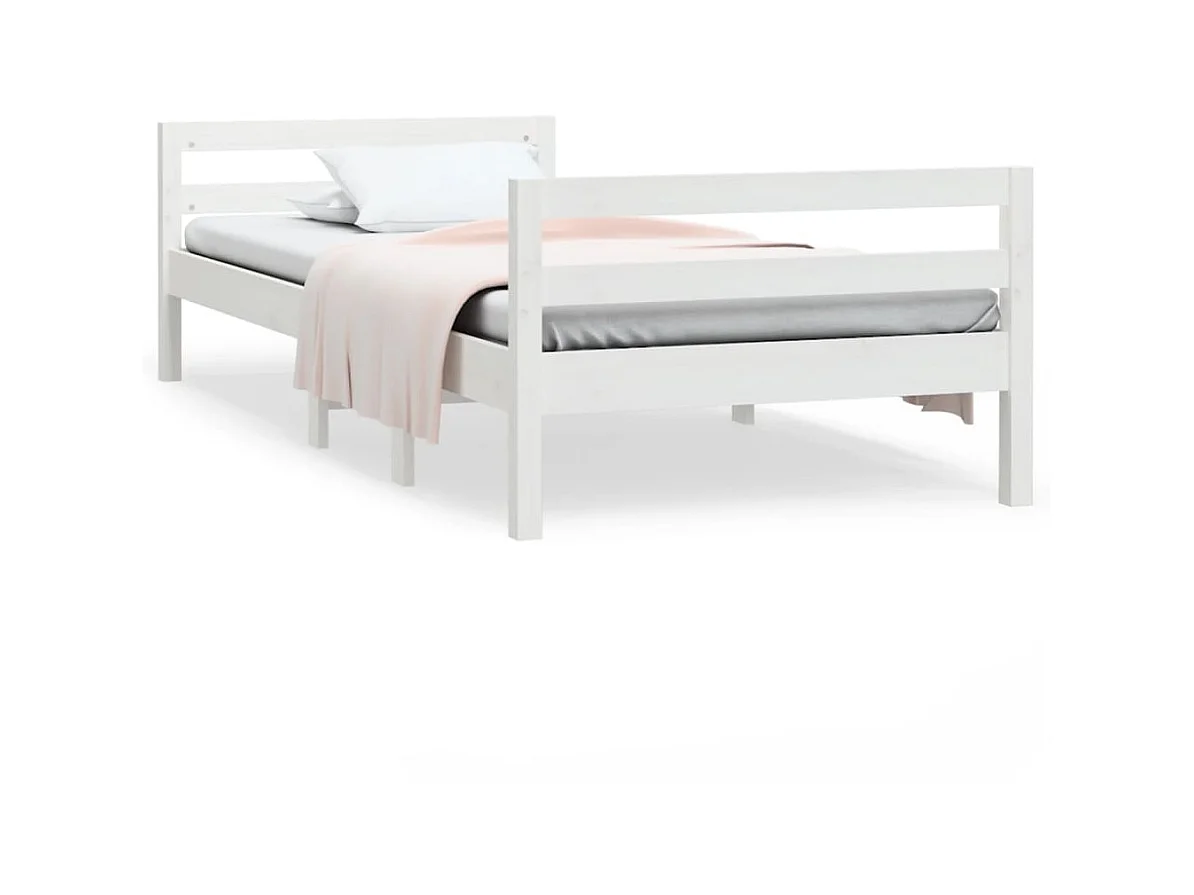 Bedframe 90x190 cm massief grenenhout wit NL85531