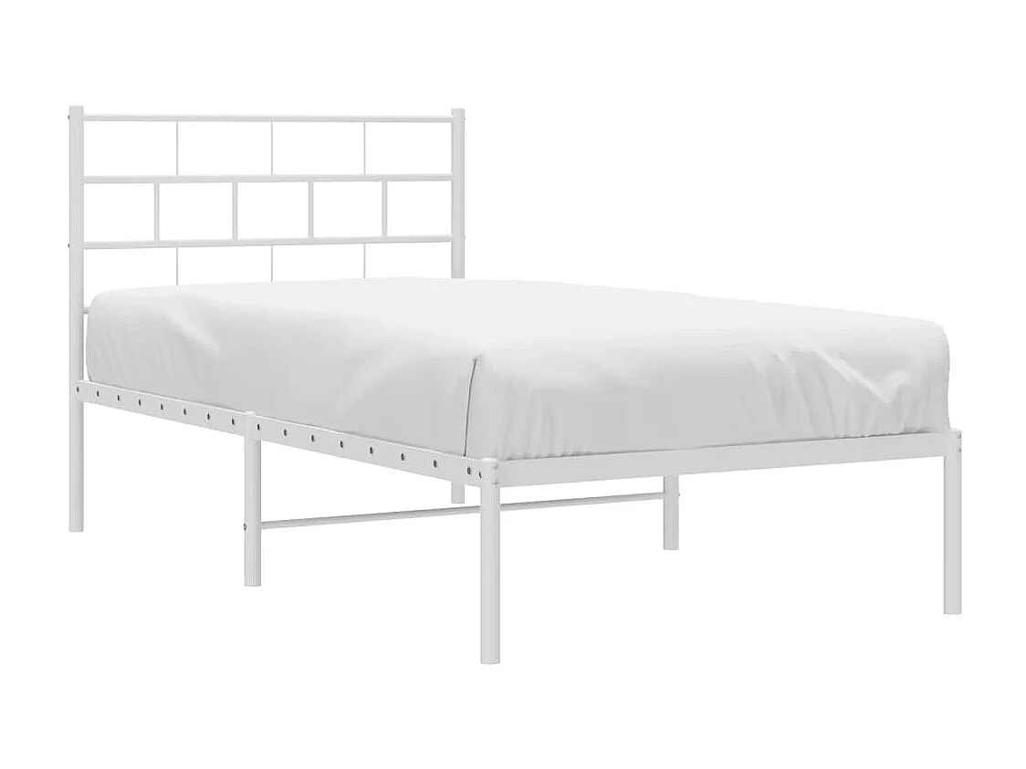 Lit-80x200 cm métal avec tête de lit blanc EGGB10050