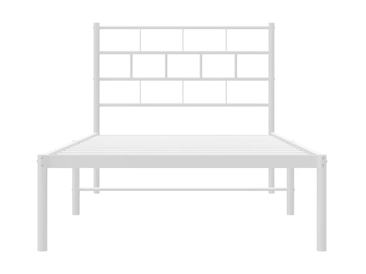 Lit-80x200 cm métal avec tête de lit blanc EGGB10050