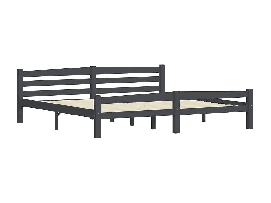 Cama 200x200 cm pinho maciço cinzento-escuro PT934223