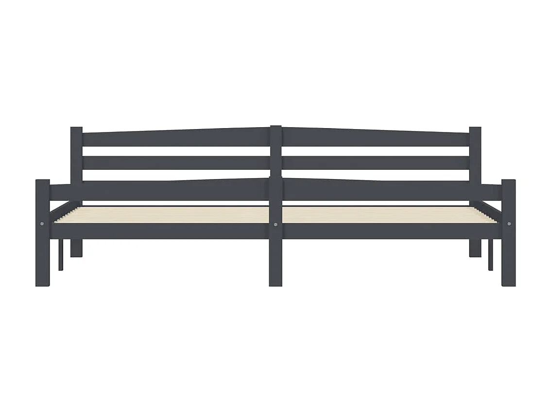 Cama 200x200 cm pinho maciço cinzento-escuro PT934223