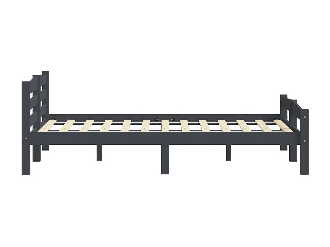 Cama 200x200 cm pinho maciço cinzento-escuro PT934223
