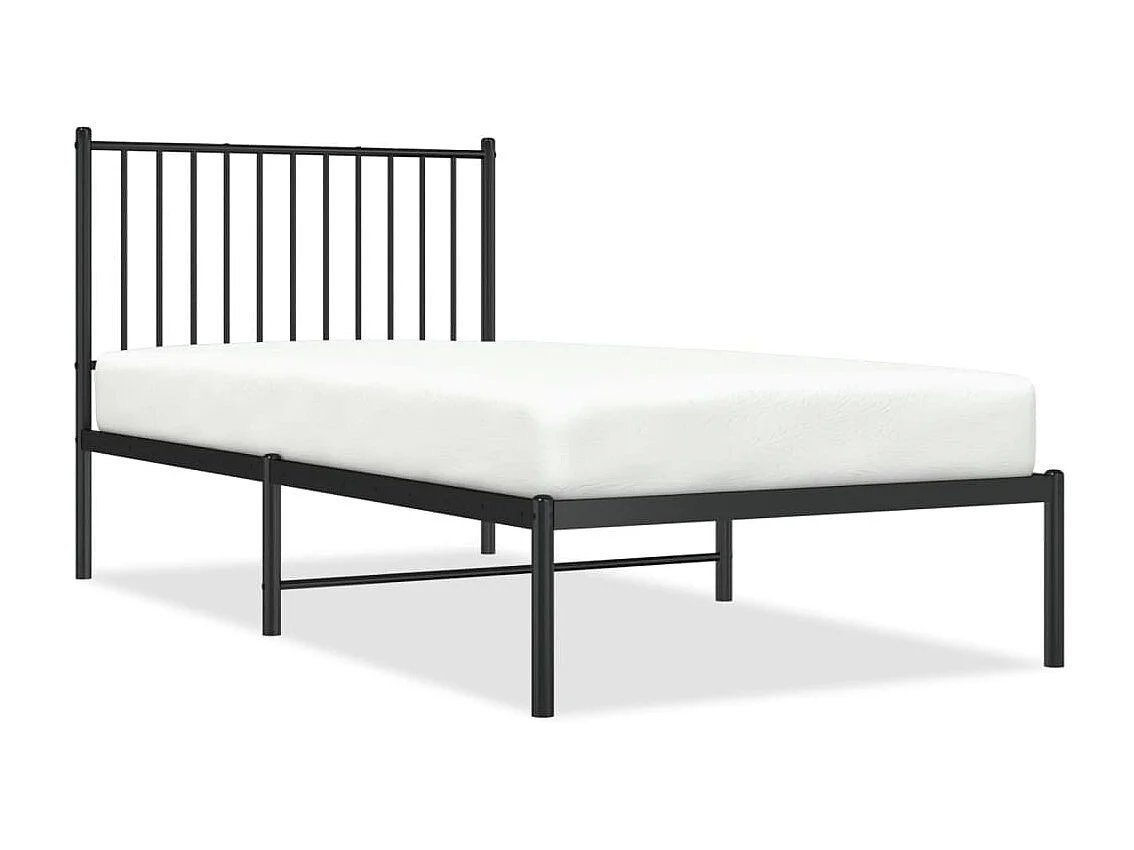 Cama 90x190 cm con cabecero metal negro ES52396