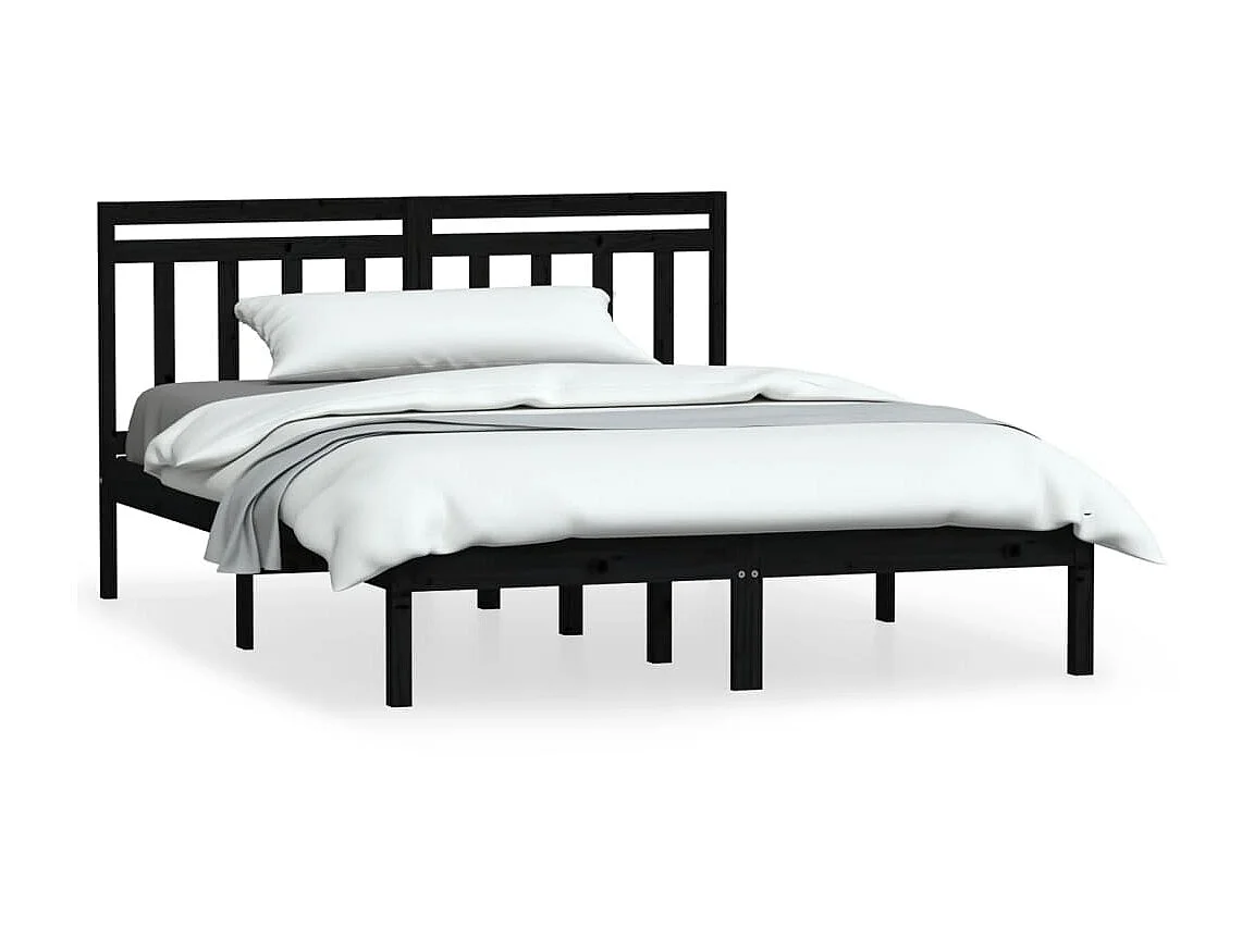 Cama 140x190 cm de madera maciza de pino negro ES53093