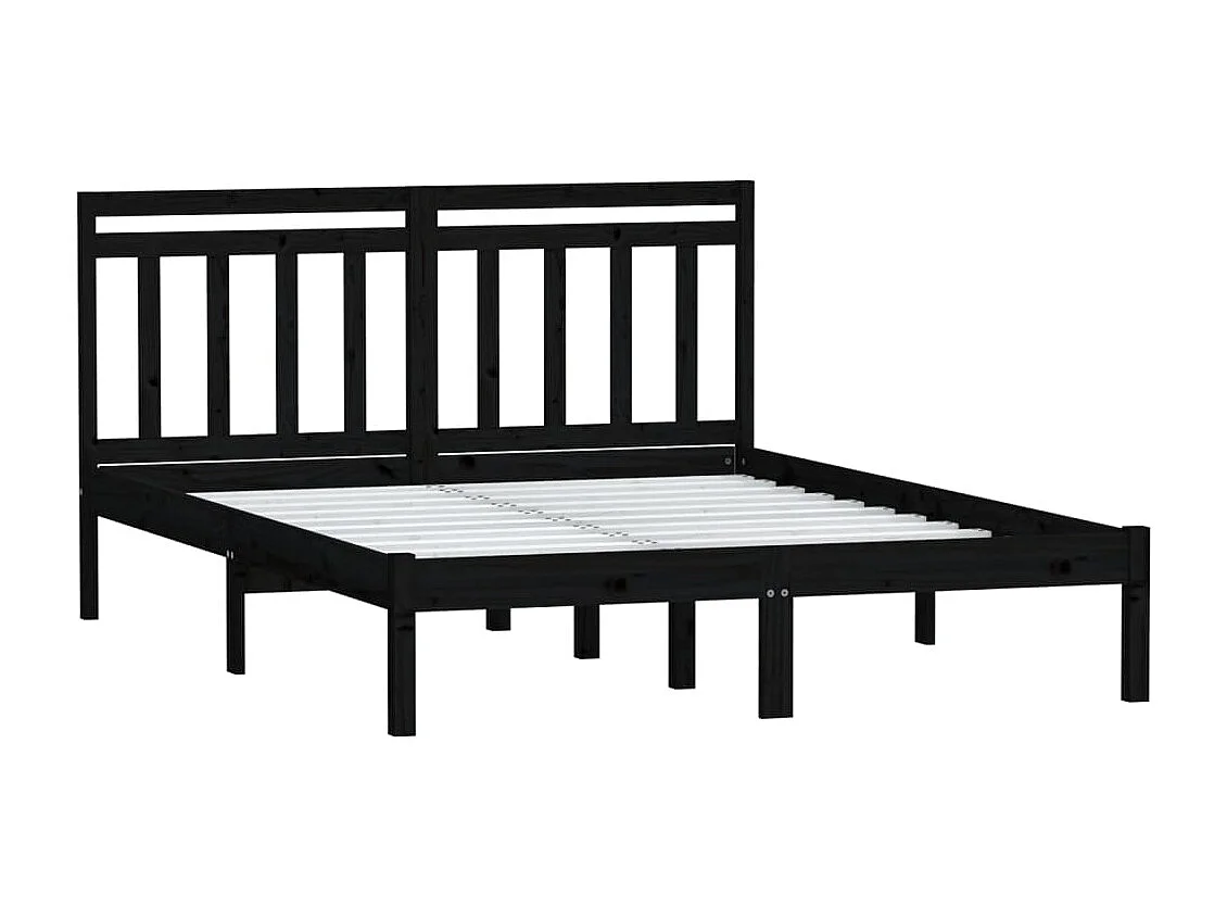 Cama 140x190 cm madeira de pinho maciça preto PT955805