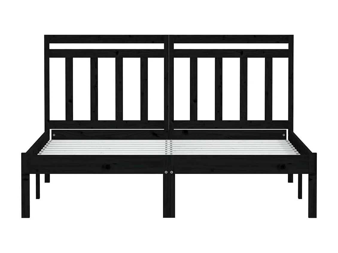 Cama 140x190 cm madeira de pinho maciça preto PT955805