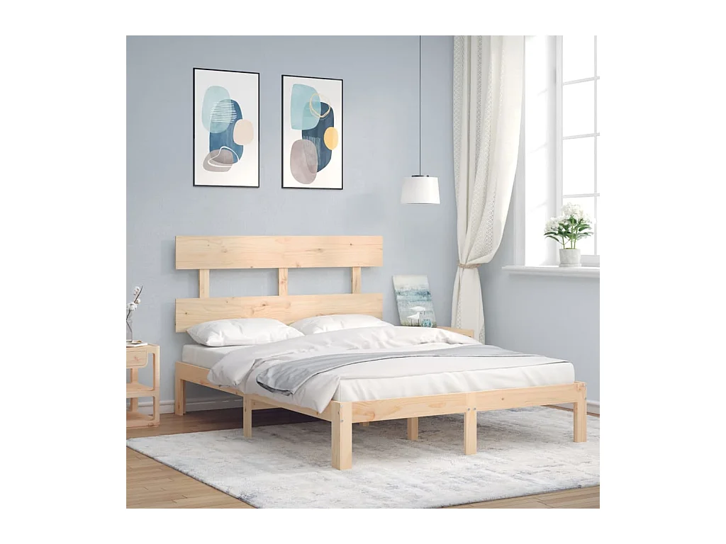 Lit-140x200 cm avec tête de lit bois massif EGGB70137
