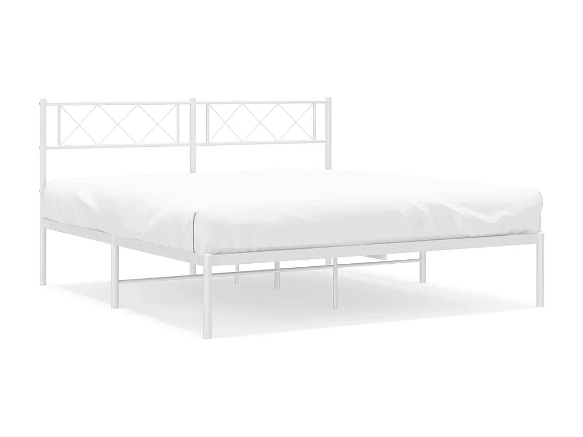Lit-120x200 cm métal avec tête de lit blanc EGGB10010
