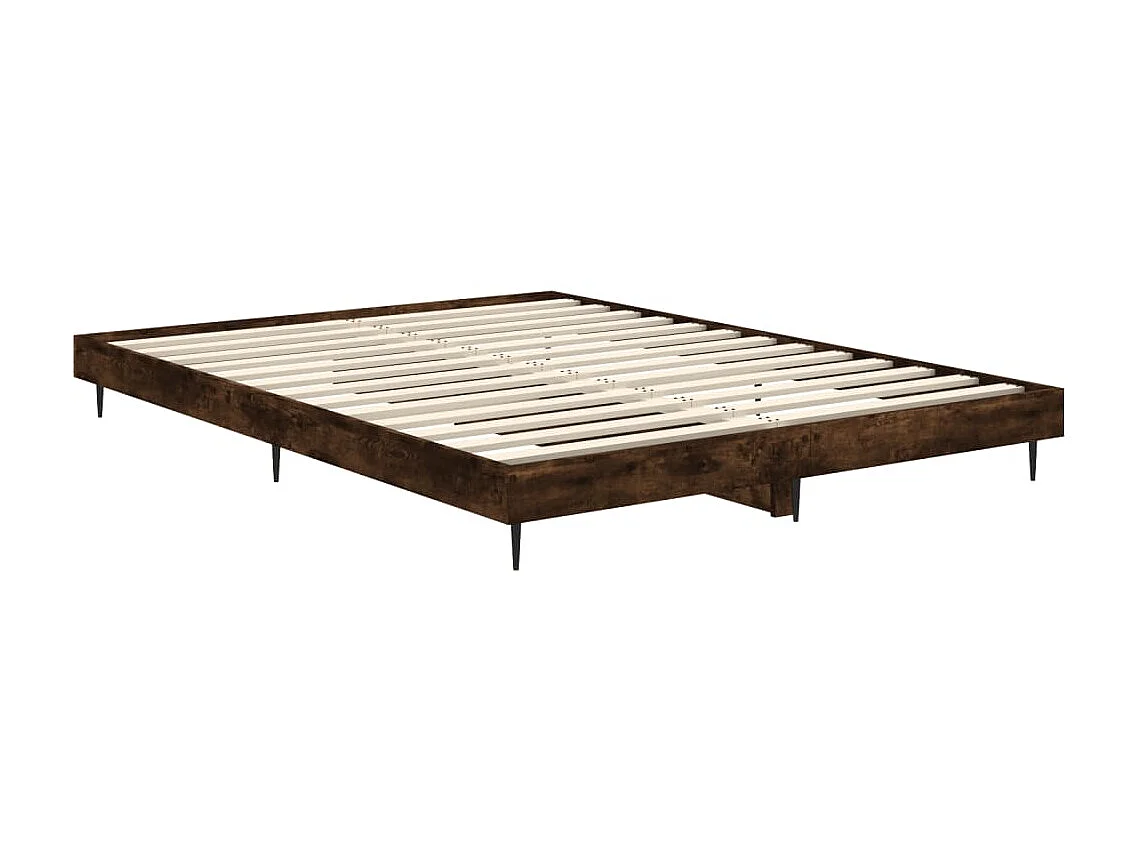 Lit-135x190 cm chêne fumé bois d'ingénierie EGGB51173