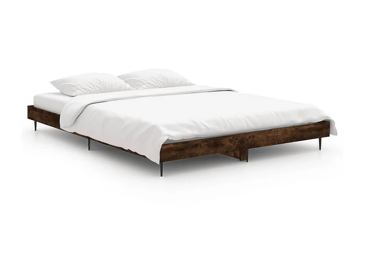 Lit-135x190 cm chêne fumé bois d'ingénierie EGGB51173