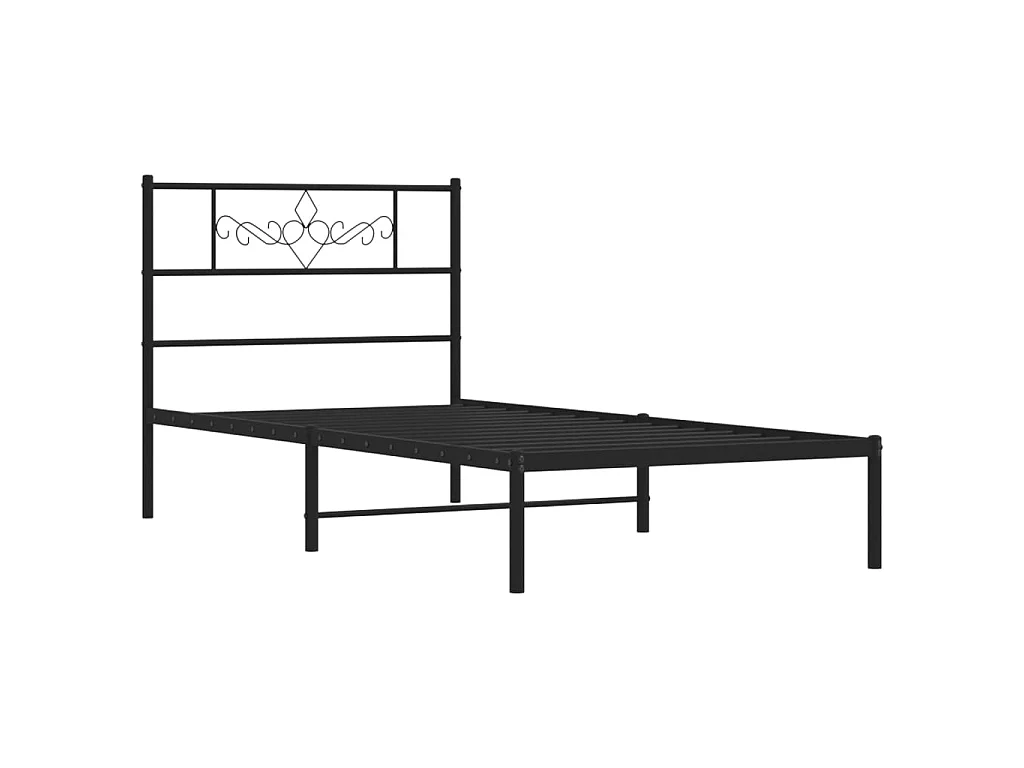 Lit-75x190 cm métal avec tête de lit noir EGGB41403