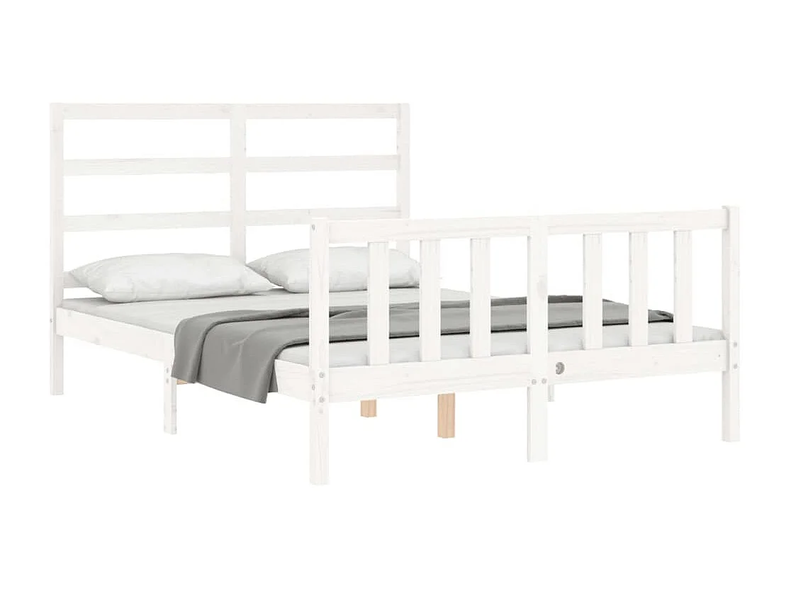 Bedframe met hoofdbord massief hout wit 140x190 cm NL88894
